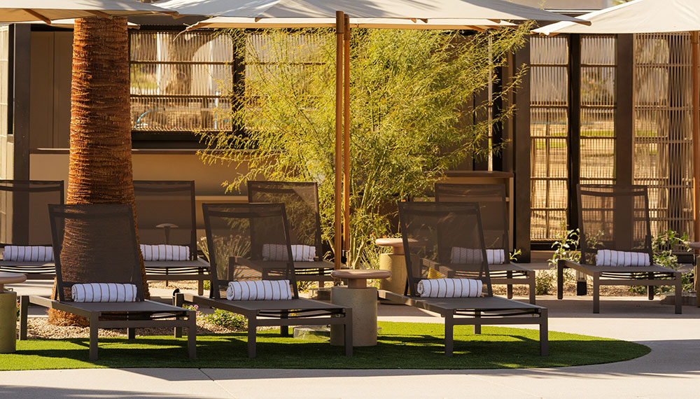 Miralina pool and chairs and umbrellas