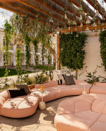 outdoor large rounded sofa at Kimpton Miralina